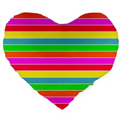 Neon Hawaiian Rainbow Horizontal Deck Chair Stripes Large 19  Premium Flano Heart Shape Cushions by PodArtist