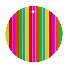 Neon Hawaiian Rainbow Deck Chair Stripes Ornament (round) by PodArtist