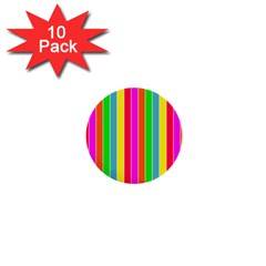 Neon Hawaiian Rainbow Deck Chair Stripes 1  Mini Buttons (10 Pack)  by PodArtist