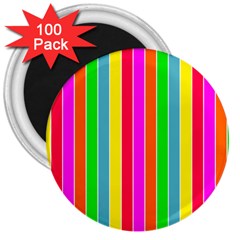 Neon Hawaiian Rainbow Deck Chair Stripes 3  Magnets (100 Pack) by PodArtist