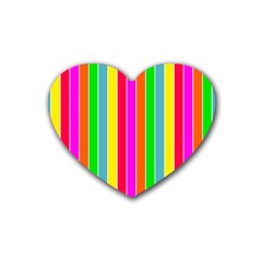 Neon Hawaiian Rainbow Deck Chair Stripes Heart Coaster (4 Pack)  by PodArtist