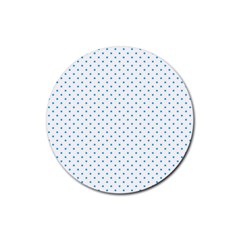 Mini Oktoberfest Bavarian Blue Polkadots On White Rubber Coaster (round)  by PodArtist