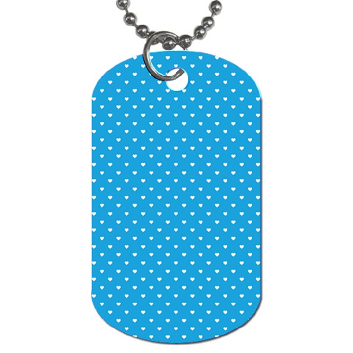 Mini White Love Hearts on  Oktoberfest Bavarian Blue Dog Tag (One Side)