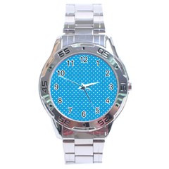 Mini White Love Hearts On  Oktoberfest Bavarian Blue Stainless Steel Analogue Watch by PodArtist