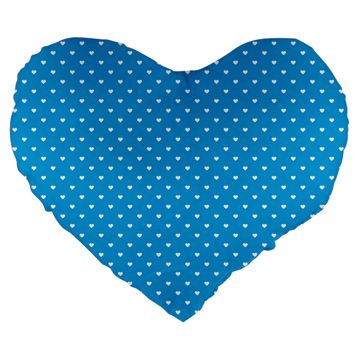 Mini White Love Hearts on  Oktoberfest Bavarian Blue Large 19  Premium Heart Shape Cushions