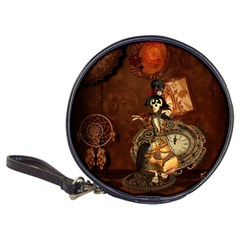 Funny Steampunk Skeleton, Clocks And Gears Classic 20-cd Wallets by FantasyWorld7
