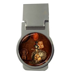 Funny Steampunk Skeleton, Clocks And Gears Money Clips (round)  by FantasyWorld7