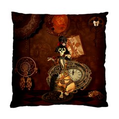 Funny Steampunk Skeleton, Clocks And Gears Standard Cushion Case (one Side) by FantasyWorld7