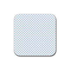 Oktoberfest Bavarian Blue Mini Love Hearts On White Rubber Coaster (square)  by PodArtist