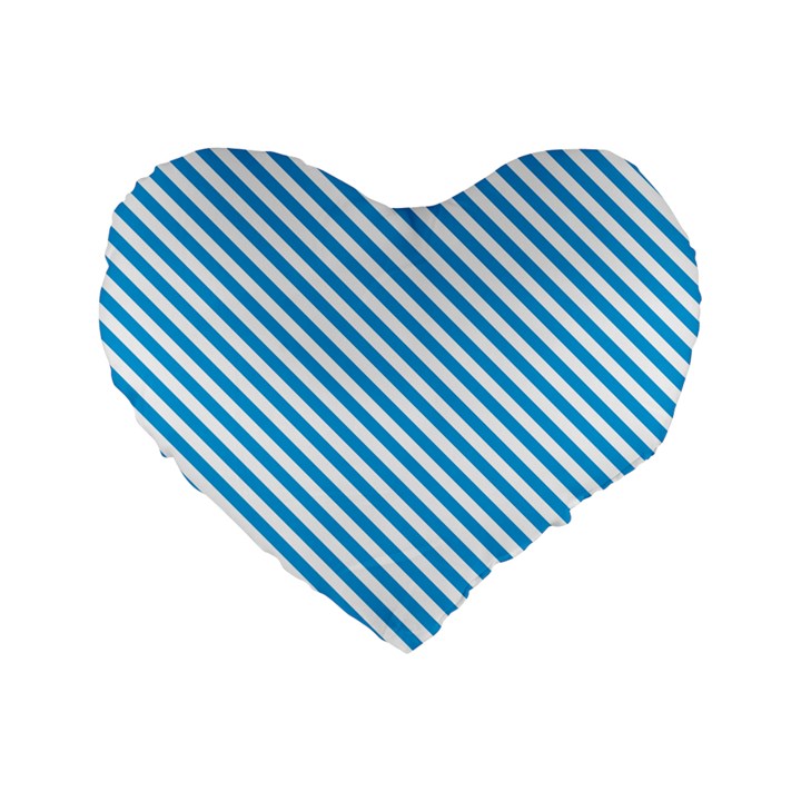 Oktoberfest Bavarian Blue and White Small Candy Cane Stripes Standard 16  Premium Heart Shape Cushions