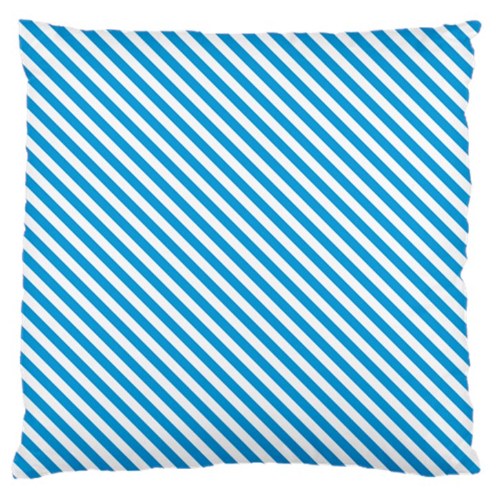 Oktoberfest Bavarian Blue and White Small Candy Cane Stripes Large Flano Cushion Case (Two Sides)