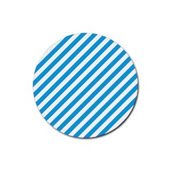 Oktoberfest Bavarian Blue And White Candy Cane Stripes Rubber Coaster (round)  by PodArtist