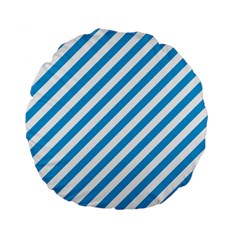 Oktoberfest Bavarian Blue And White Candy Cane Stripes Standard 15  Premium Flano Round Cushions by PodArtist