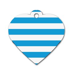 Oktoberfest Bavarian Blue And White Large Cabana Stripes Dog Tag Heart (one Side) by PodArtist