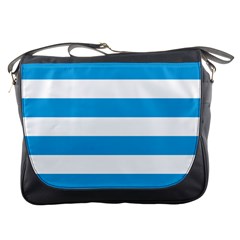 Oktoberfest Bavarian Blue And White Large Cabana Stripes Messenger Bag by PodArtist