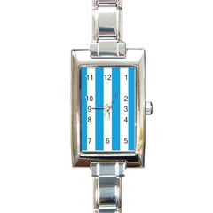 Oktoberfest Bavarian Blue And White Large Cabana Stripes Rectangle Italian Charm Watch by PodArtist