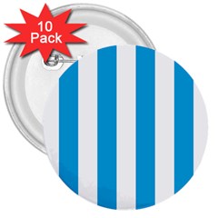 Oktoberfest Bavarian Blue And White Large Cabana Stripes 3  Buttons (10 Pack)  by PodArtist