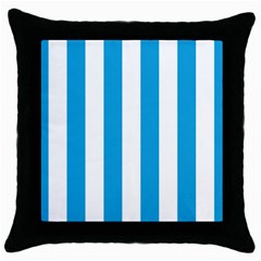 Oktoberfest Bavarian Blue And White Large Cabana Stripes Throw Pillow Case (black) by PodArtist