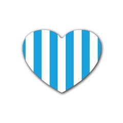 Oktoberfest Bavarian Blue And White Large Cabana Stripes Rubber Coaster (heart)  by PodArtist