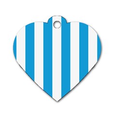 Oktoberfest Bavarian Blue And White Large Cabana Stripes Dog Tag Heart (one Side) by PodArtist