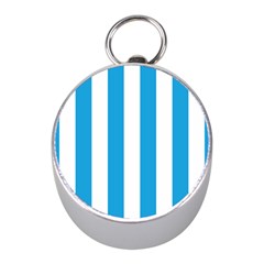 Oktoberfest Bavarian Blue And White Large Cabana Stripes Mini Silver Compasses by PodArtist