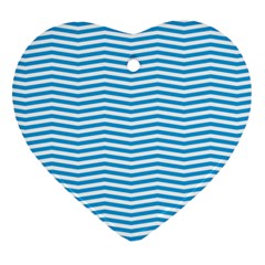 Oktoberfest Bavarian Blue And White Chevron Stripes Ornament (heart) by PodArtist