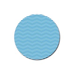 Oktoberfest Bavarian Blue And White Chevron Stripes Rubber Round Coaster (4 Pack)  by PodArtist