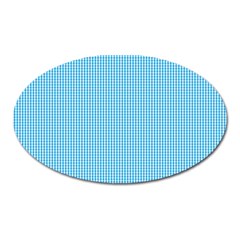 Oktoberfest Bavarian Blue And White Small Gingham Check Oval Magnet by PodArtist