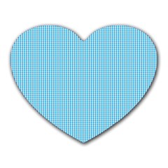 Oktoberfest Bavarian Blue And White Small Gingham Check Heart Mousepads by PodArtist