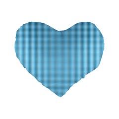 Oktoberfest Bavarian Blue And White Small Gingham Check Standard 16  Premium Heart Shape Cushions by PodArtist