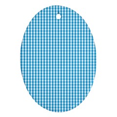 Oktoberfest Bavarian Blue And White Gingham Check Oval Ornament (two Sides) by PodArtist