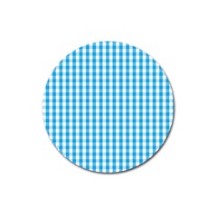 Oktoberfest Bavarian Blue And White Large Gingham Check Magnet 3  (round) by PodArtist