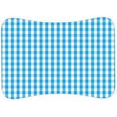 Oktoberfest Bavarian Blue And White Large Gingham Check Velour Seat Head Rest Cushion by PodArtist