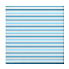 Oktoberfest Bavarian Blue And White Large Mattress Ticking Stripes Tile Coasters by PodArtist