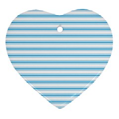 Oktoberfest Bavarian Blue And White Large Mattress Ticking Stripes Ornament (heart) by PodArtist