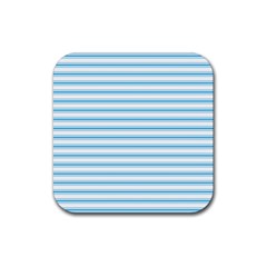 Oktoberfest Bavarian Blue and White Large Mattress Ticking Stripes Rubber Coaster (Square) 