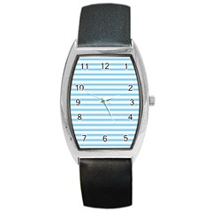 Oktoberfest Bavarian Blue And White Large Mattress Ticking Stripes Barrel Style Metal Watch by PodArtist