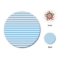 Oktoberfest Bavarian Blue And White Large Mattress Ticking Stripes Playing Cards (round) by PodArtist