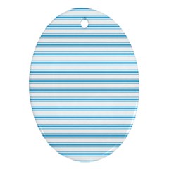 Oktoberfest Bavarian Blue and White Large Mattress Ticking Stripes Oval Ornament (Two Sides)