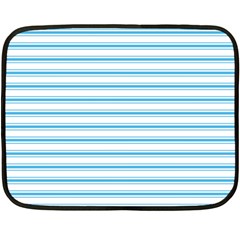 Oktoberfest Bavarian Blue and White Large Mattress Ticking Stripes Double Sided Fleece Blanket (Mini) 