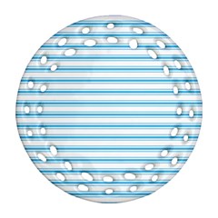 Oktoberfest Bavarian Blue and White Large Mattress Ticking Stripes Round Filigree Ornament (Two Sides)