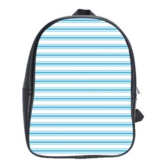 Oktoberfest Bavarian Blue and White Large Mattress Ticking Stripes School Bag (XL)