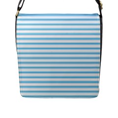 Oktoberfest Bavarian Blue And White Large Mattress Ticking Stripes Flap Closure Messenger Bag (l) by PodArtist