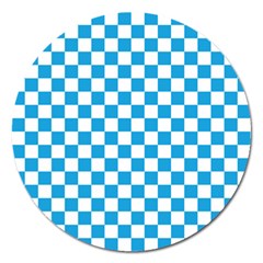 Oktoberfest Bavarian Large Blue And White Checkerboard Magnet 5  (round) by PodArtist