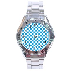 Oktoberfest Bavarian Large Blue And White Checkerboard Stainless Steel Analogue Watch by PodArtist
