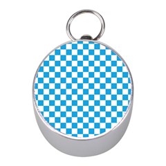 Oktoberfest Bavarian Large Blue And White Checkerboard Mini Silver Compasses by PodArtist