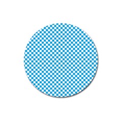 Oktoberfest Bavarian Blue And White Checkerboard Magnet 3  (round) by PodArtist