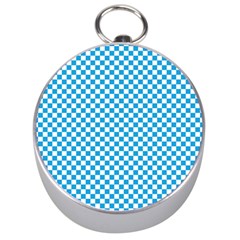 Oktoberfest Bavarian Blue And White Checkerboard Silver Compasses by PodArtist