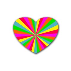 Neon Rainbow Mini Burst Rubber Coaster (heart)  by PodArtist