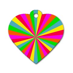 Neon Rainbow Mini Burst Dog Tag Heart (one Side) by PodArtist